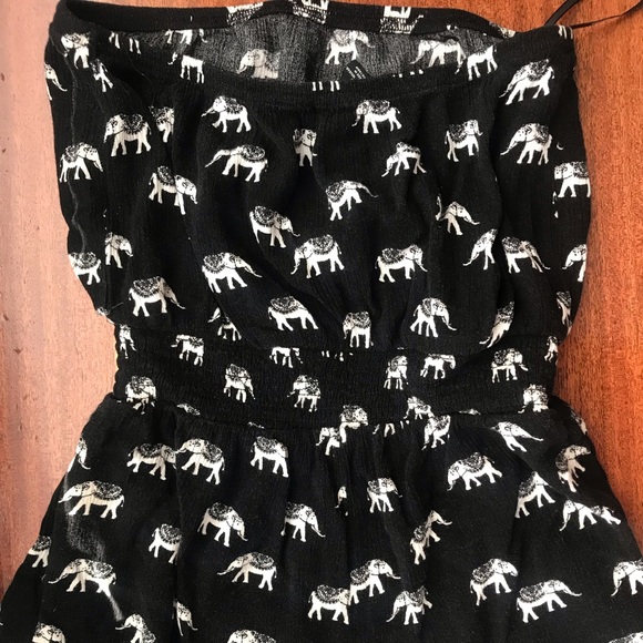 Black elephant print flowy romper size S - Picture 5 of 7